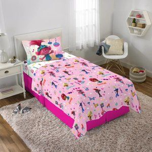SALE!! New Dreamworks Trolls 3 piece twin sheet set microfiber girls sheets Cas…
